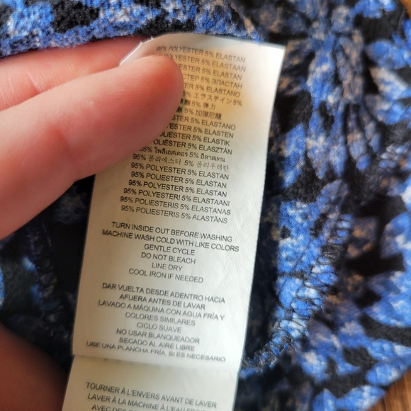 Michael Kors Blue Floral Ruffled Peekaboo Blouse - Picture 8 of 9